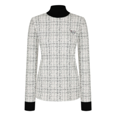 엠바골프 여성 가을 겨울 체크 패턴 반폴라 긴팔 티셔츠 M234LTS007