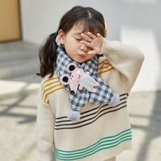 체크 패턴 가을 겨울 마우스 애니멀 한파 방한 목도리 도톰 머플러