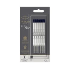 PARKER QUINKflow 볼펜 잉크 리필 미디엄 팁 블랙 10개 밸류 팩 파커, Black_Medium Nib