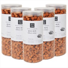  제로랩스 1kg 져키 소고기 닭고기 양고기 연어 황태 야채 국내산 노즈워크 대용량 강아지 간식, 5개, 고기가득 연어 져키 1kg 