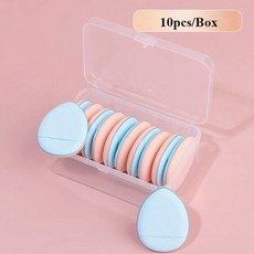 10pcs 미니 핑거 쿠션 듀얼 사용 보관함 에어 파우더 퍼프 재사용 가능한 얇은 리퀴드 파운데이션 메이크업 도구