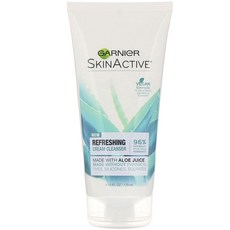가르니에 스킨액티브 리프레싱 크림 클렌저 알로에 주스, 1개, 170ml