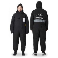 일체형 겨울 작업복 배달 방한복 정비복 스즈끼 안전, 캡 분리 나이트 블랙 3XL