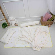 네이처스티치 꽃망울 자수100수 워싱면 누빔 데일리 영유아 패드 범퍼침대패드 슈퍼싱글패드, 순변바이어스(아이보리), 1개
