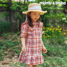 MUMUBABA[뮤뮤앤바바] 일라인 체크 원피스 핑크