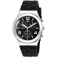 해외배송134088 스와치 Noir De Bienne YCS116 Silver Silicone 스위스 쿼츠 Fashion 시계 관부가세포함가