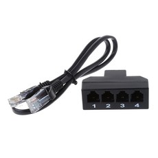 4X 이더넷 RJ45 8P8C 남성 F TORJ11 여성 어댑터 컨버터 케이블 전화 용., 01 Black - rj45torj11