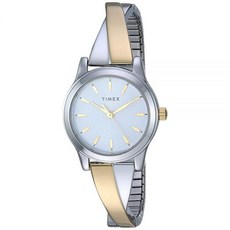 손목시계 Timex 타이맥스 타임맥스 여성용 스트레치 뱅글 십자형 25mm 시계 투톤 모던.