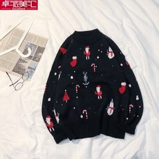 글로벌문 니트셔츠 레드 크리스마스 스웨터 커플 노르딕 슬란드다 페어 섬 남자 하늘을 찌를 듯함 바퀴 숲 빈티지