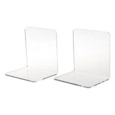 2pcs Clear Acrylic Bookends L 자형 데스크 주최자 데스크탑 책 홀더 학교 S, 분명한