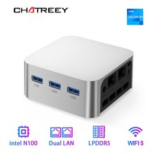 초소형PC 미니 일체형 인텔 셀러론 N100 Chatreey T8 프로 NVMe 윈도우 11 듀얼 3 HDMI 방화벽 와이파이 5, 없음, 7.128GB SSD - N100 8G RAM LPDD