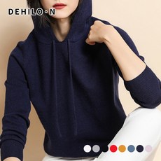 데일로엔 여성용 루즈핏 얇은 니트 후드 티셔츠