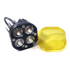 피트인 오토바이 LED 안개등 옐로우 화이트 변환 써치라이트 전조등, 4구스팟빔옐로우캡, 1개