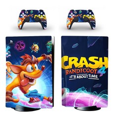 크래시 Bandicoot PS5 표준 디스크 에디션 스킨 스티커 데칼 커버 플레이 스테이션 5 콘솔 및 컨트롤러 PS5 스킨 스티커|스티커|, 단일, 1개, 브라운