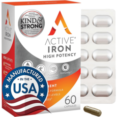 엑티브 아이언 Active Iron 고효능 활성 철분 보충제 25mg / 60정 비건캡슐, 활성 철분제 60정 2개월분, 60개, 1개