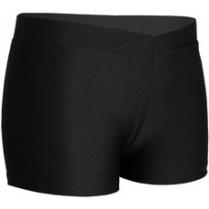 TiaoBug Girls Activewear 댄스 부티 반바지 V-Front 허리띠 발레 체육관 운동 요가 핫 팬츠 러닝 보이 컷 하의 블랙 10-12
