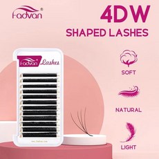 Fadvan 4D W 모양 속눈썹 익스텐션 프리메이드 볼륨 팬 부드러운 밍크 자연스러운 인조 속눈썹 꾸미기, 01 D, 09 812Mix, 1개
