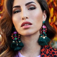 Juran 여성을위한 새로운 수제 귀걸이 크리스탈 대형 드롭 귀걸이 boho 드리 워진 술 귀걸이 매달려 신부 진술 보석|드롭 이어링|
