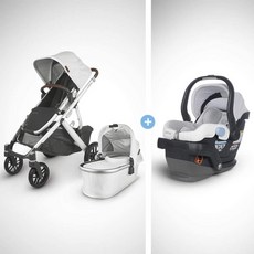 UPPAbaby Vista V2 유모차-Bryce (White Marl / Silver / Chestnut Leather) + Mesa Infant Car Seat-Bry