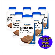 Nutricost 레드진생 한국홍삼 1000mg 240정 X6통 뉴트리코스트 미국 직구 사은품 추가증정, 6개