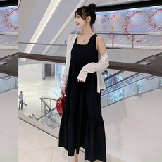 POMTOR 임산부 여름 원피스 여름 휴양지원피스 루즈핏 여성 롱원피스