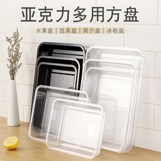 소금이네 샐러드 블랙 아크릴 야채접시 비닐 플라스틱 네모난 롱 스퀘어 트레이 냉채 익힌 음식 간나물 전시함 궤 냉장한다, 블랙 네모난 접시 41 *29cm *