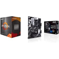 AMD Ryzen 7 5800X 8코어 16스레드 잠금 해제 데스크탑 프로세서 및 ASUS Prime B550-PLUS AM4 Zen 3 5000 3세대 ATX 마더보드, 기본 - 5800x3d