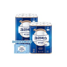 크리넥스 도톰한 3겹 울트라클린 화장지 27M 30롤 2팩 휴지 화장지 +마이비데 30매 증정