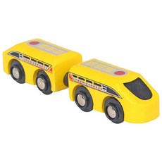 Mentari 磁浮小火車 Set, 輕質硬木 橡膠木, 台灣零件, 無毒無害, 3歲以上, 1組, 黃色