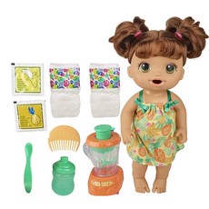 베이비 얼라이브 107872 Baby Alive Magical Mixer 아기 인형 열대 간식 블렌더 액세서리 음료 습식 식사 갈색 머리 장난감 만 3세 이상 아동용