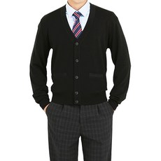 파파브로 남성 국산 브이넥 울 니트 폴라 정장 가디건 JP-CD-블랙