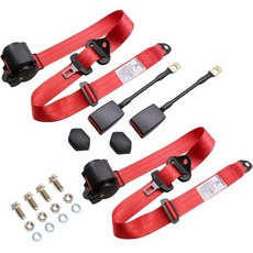 MsHtv 레이싱 안전벨트 해외레이싱 자동차 2Pcs 범용 3pt 벨트 접이식 조절식 Go 카트 밴 UTV VR Truck Red Q1276316
