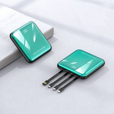 PYHO 보조 배터리 일체형 고속충전 미니 보조배터리 20000mAh 휴대용충전기, 녹색