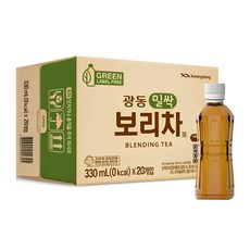 광동 밀싹 보리차 그린 무라벨, 330ml, 20개