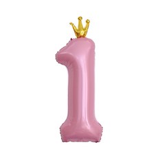 이벤트홀릭 초대형 왕관 숫자은박풍선, 핑크 1