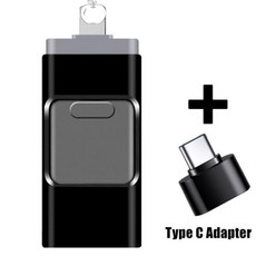3.0 USB 메모리 3.2 드라이브 대용량 C타입 귀여운 4 IN 1 OTG 플래시 for iPhone 16GB 32GB 64GB 128GB 256GB 512GB Pendrive, 512GB_Black with HTC
