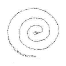 스카풀라 천주교성물 316L 스테인리스강 위성 구슬 볼 체인 목걸이 45 5mm 길이 조절 가능한 링크 칼라 여성용 쥬얼리 2.0mm 5 개/로트, [01] steel tone 2, [08] 2mm 40cm plus 5cm