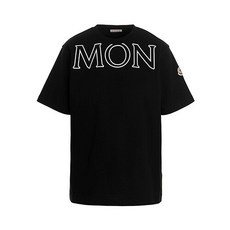 몽클레어 MONCLER 여성 맥시 로고 반팔 티셔츠 블랙/화이트 8C00022 829HP