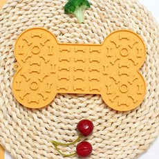 실리콘 애완동물 매트 고양이 질식 방지 슬로우 그릇 강아지 목욕 산만 플레이트 커트레이, 08 Bone Yellow, 1개