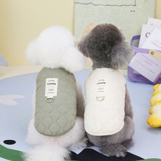 하누아스 강아지 옷 깔깔이 누빔 방한 패딩, 화이트, 1개