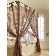 침대 모기장 레이스 가정용 3 개의 오픈 도어 1.8m 바닥 스탠드 경량, 88) Latte lace mosquito net♥Pa, 1개