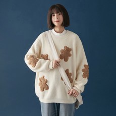Nov.27 336번 추동 캐릭터 곰돌이 니트 여자신상 학생루즈핏 니트 탑Z