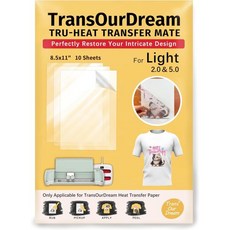 열전사지 프린트 의류 에코백 TransOur Dream Tru-Heat Transfer Mate 어두운 티셔츠용 전사지 10매 8.5x11 인쇄 가능한 HTV 비닐용 전사 테이, Light, 10 Sheets - 의류열전사지