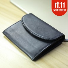 CARTELO 카 딜 라 악어 (CARTELO) 동일 리 얼 가죽 미니 지갑 남녀 소 카드 소프트 명함 가방 동전 검은색