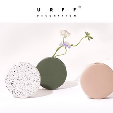 원형 마블 무광 화병 꽃병 오브제 도자기 매트 소품, APRICOT