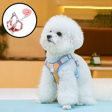 디아쿠아 강아지 고양이 겸용 야광 빛반사 심플 하네스+리드줄, 버건디핑크