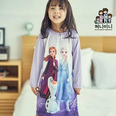 [혀니미니] 600094 아동잠옷 여자 긴팔 잠옷 파자마 피치기모 원피스 겨울왕국