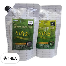 투에이산업 명품 에센스 칼라 크림 염색제 1제 500ml + 2제 500ml, 14세트, 1N흑색