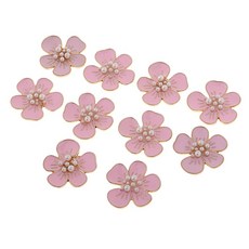QDY 보석 만들기를위한 10pcs 진주 꽃 단추 5 꽃잎 꽃 장식, 담홍색