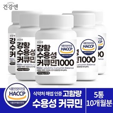 건강앤 HACCP 식약처 인증 나노 강황추출 90% 수용성 커큐민 49% 함유2달분 60정, 5개